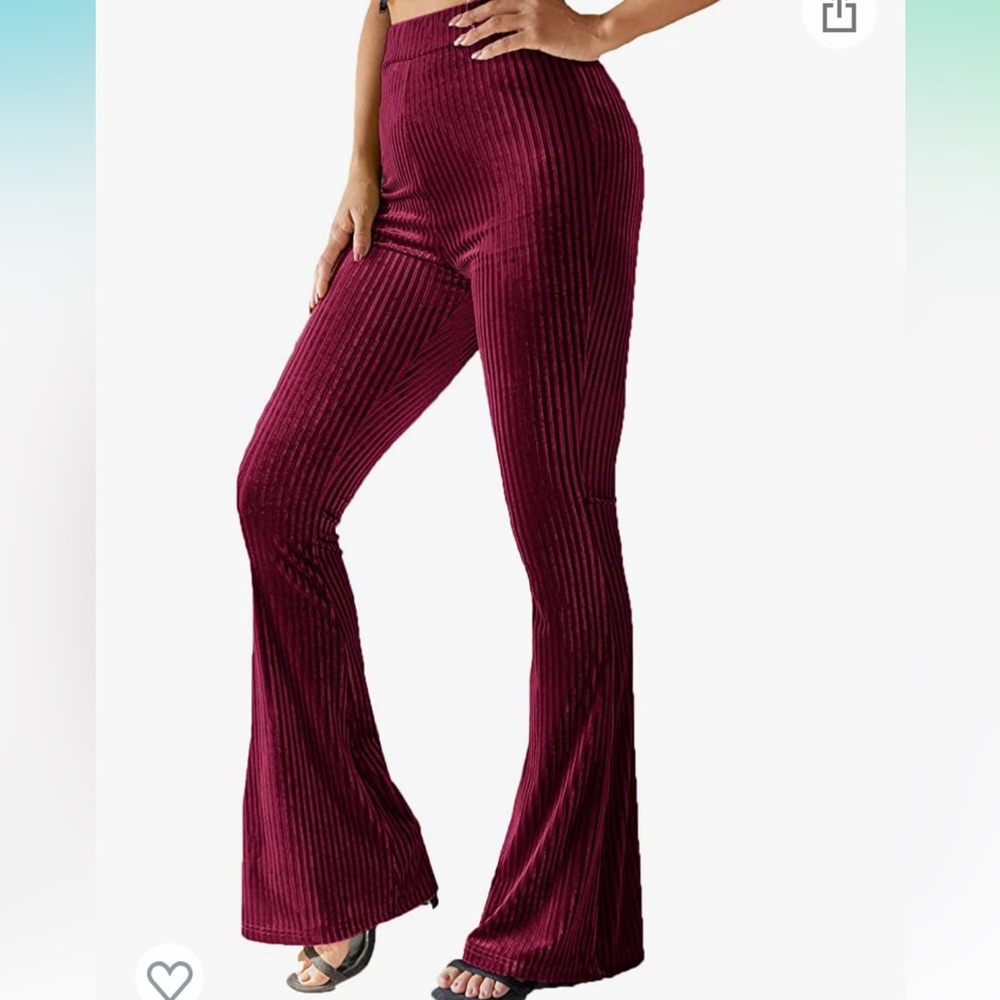Velvet Ribbed Flare Pants